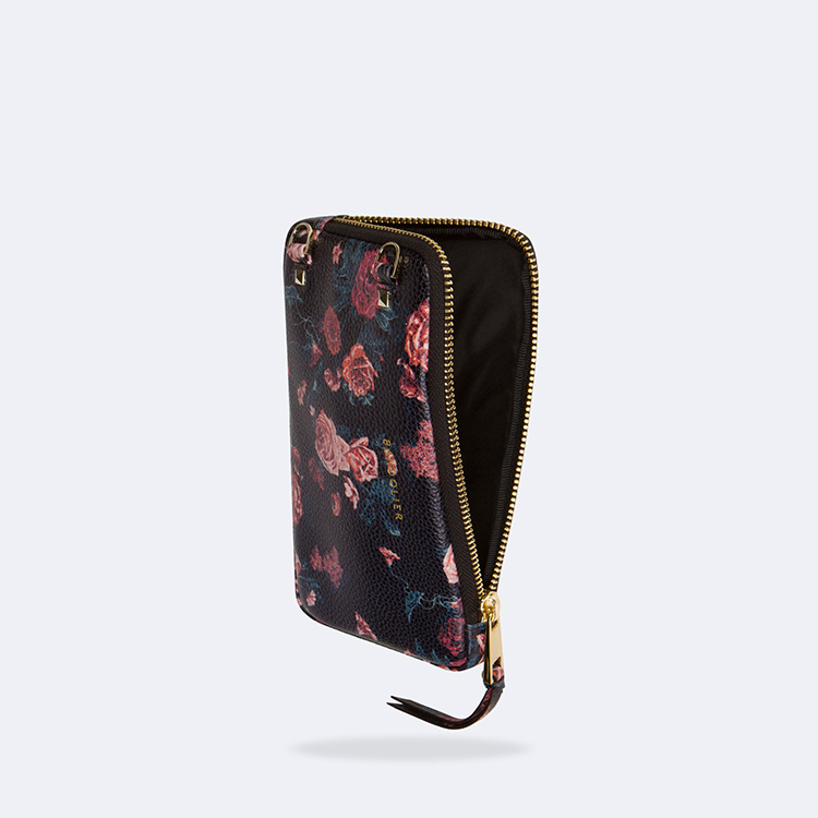 EXPANDED BLACK FLORAL POUCH