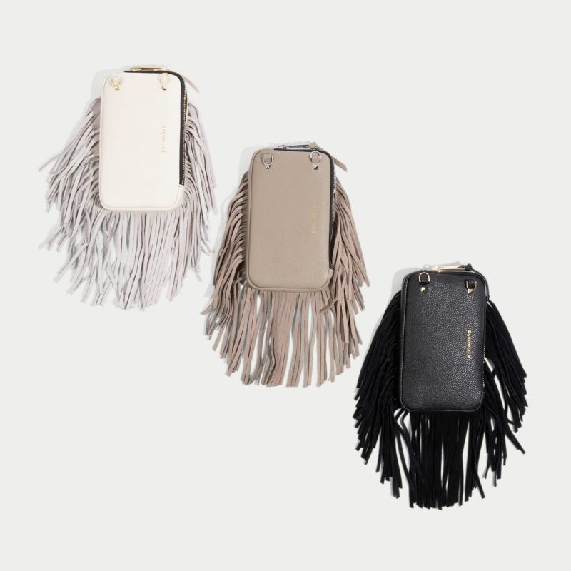 EXPANDED FRINGE POUCH GREIGE エキスパンデット フリンジ ポーチ