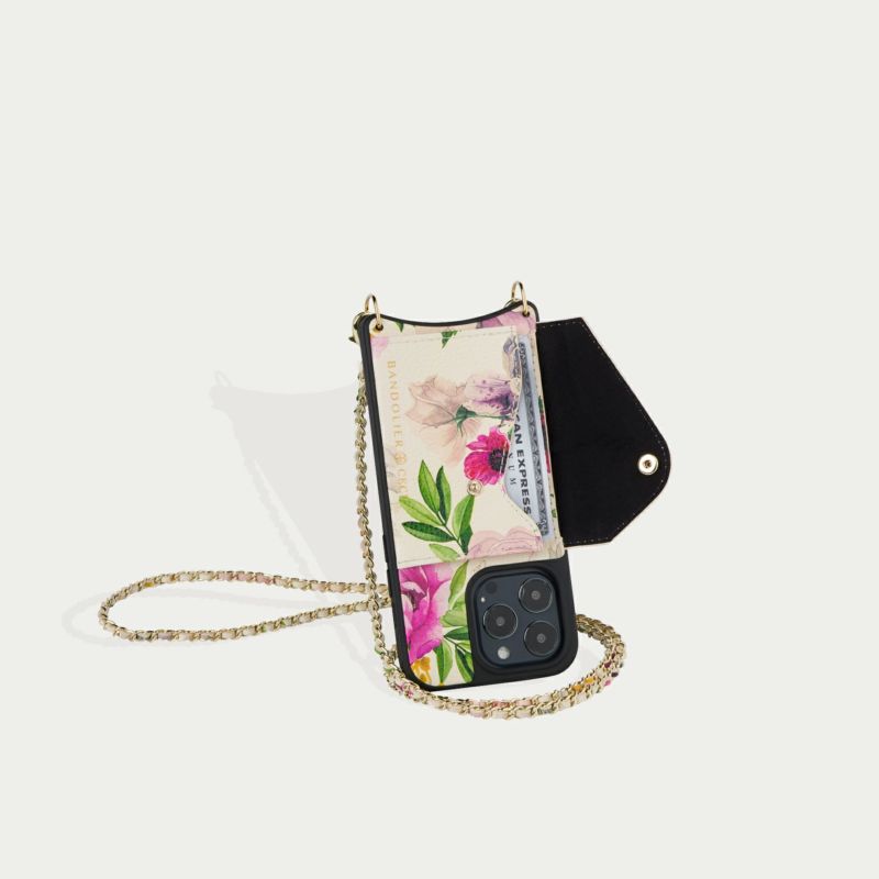 【BANDOLIER】LILY Ceci ケース&ストラップ2種＆ポーチセット 15 Series】 LILY SET CECI FLORAL IVORY リリー セット セシ