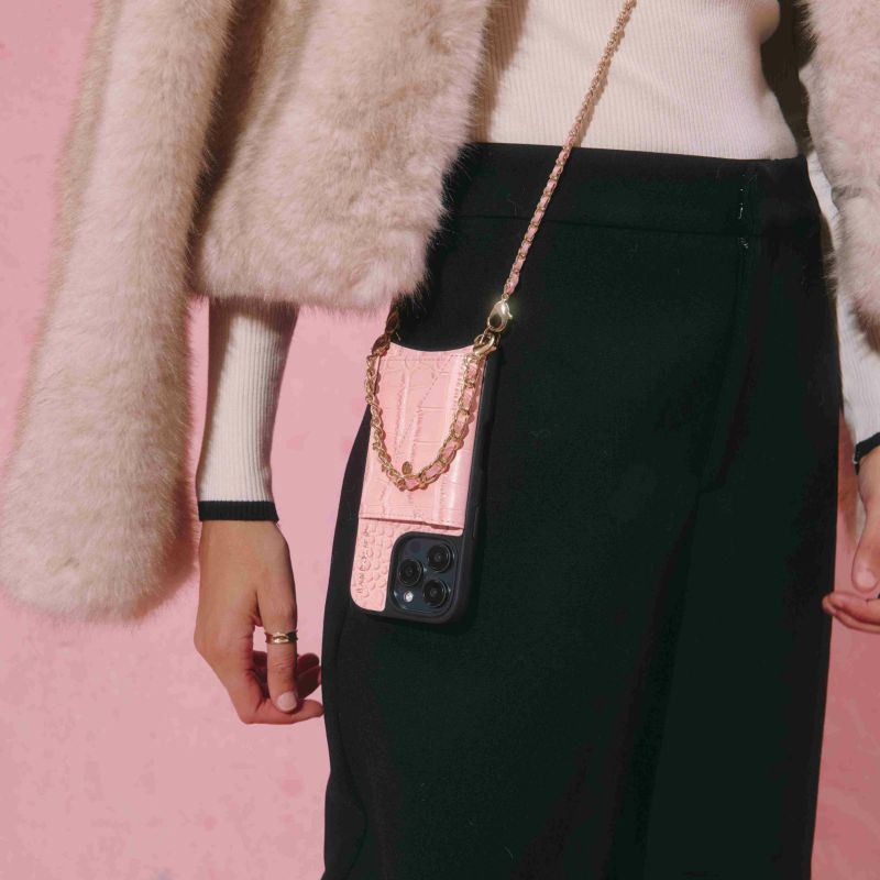【BANDOLIER】LILY CROSSBODY SET iPhoneケース★Pink Croc★ BANDOLIER】LILY CROSSBODY SET iPhoneケース☆Pink Croc☆