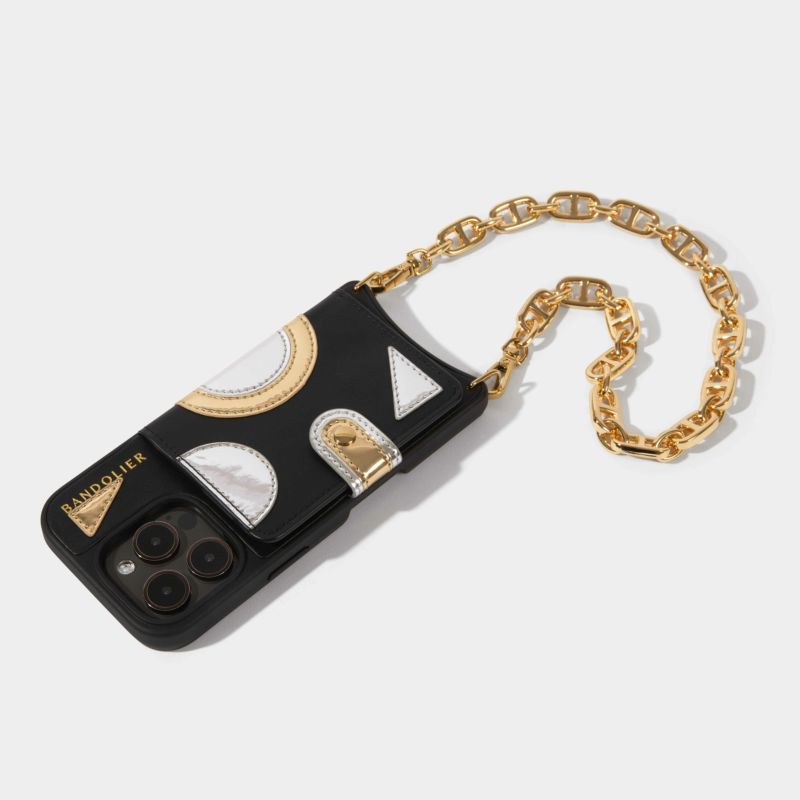 BANDOLIER ゴールド メガネチェーン 収納袋付き メガネチェーン 黒墨入りゴールド ネックレス 4way メンズ