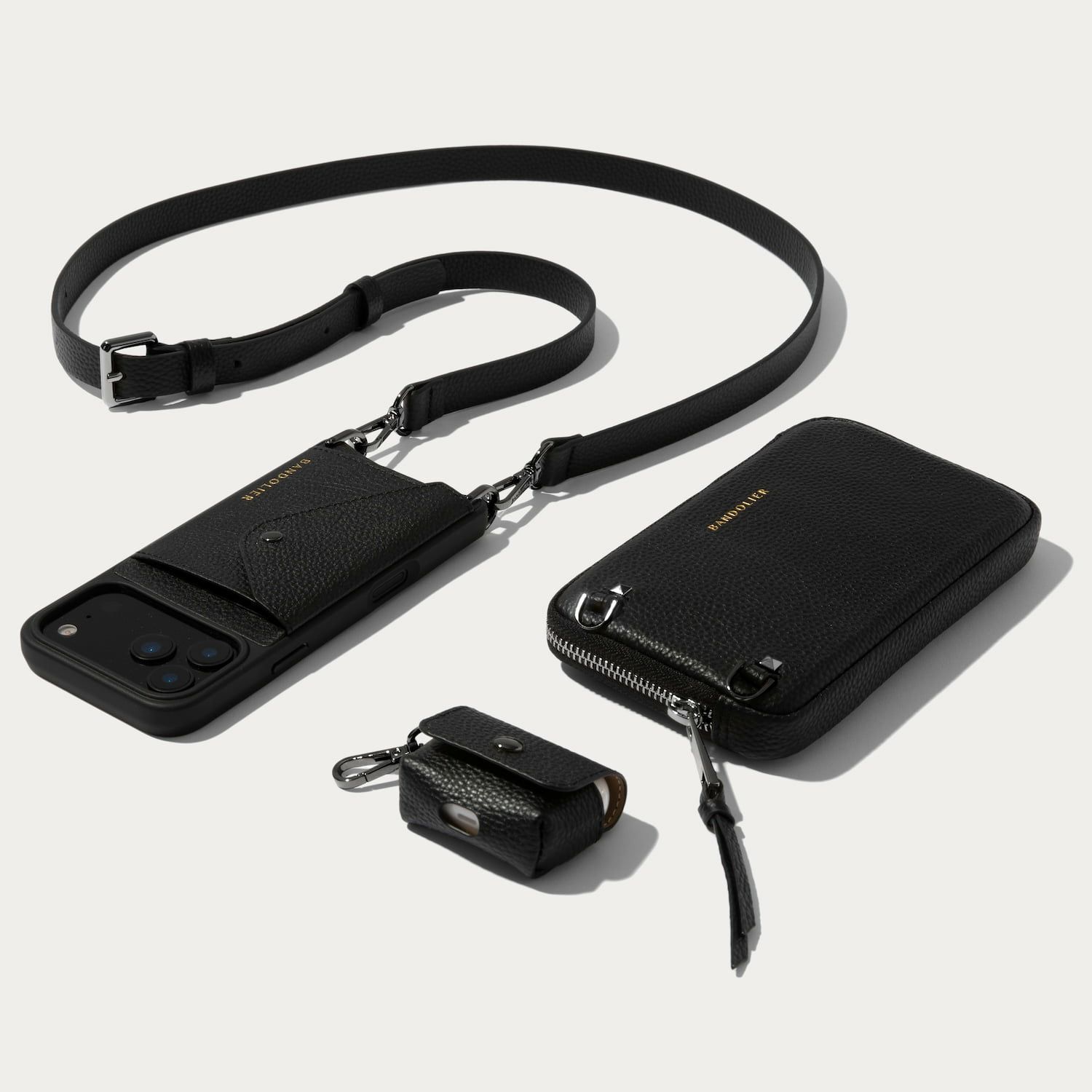 【BANDOLIER】ヘイリーサイドスロットピューターiPhone16pro 15 Series】HAILEY SIDE SLOT PEWTER ヘイリー サイドスロット